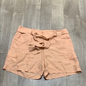 Womens Talbots 100% Silk Cargo Belted‎ Pink Shorts